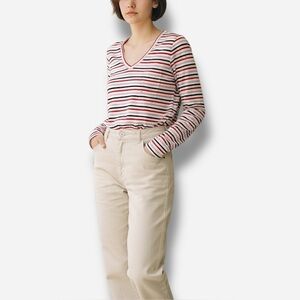 🌸New🌸 Gap Long Sleeve Strip V-neck Top Sz Small